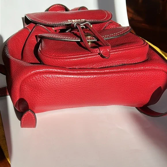 Coach Women's Pennie Pebble Leather Red Backpack 22